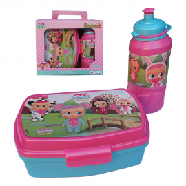 Set Borraccia da 400 ml e Sandwich Box Porta merenda per bambina in plastica Cry Babies Disney