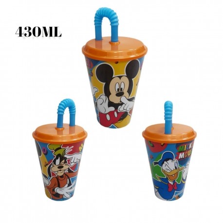 BICCHIERE CON CANNUCCIA PRINCIPESSE DISNEY IN PLASTICA ML.430