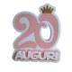 Numeri Compleanno-Anniversario Sagomati Polistirolo Auguri 20 con Coroncina33x33x6 cm Centro tavola Decorazione