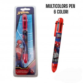 Gadget Compleanno Penna in Blister Spiderman Marvel Premium sei colori con Laccio Regalini Festa Bambino
