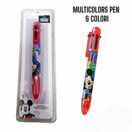 Gadget Compleanno Penna in Blister Mickey Disney Premium Sei colori con Laccio Regalini Festa Bambini