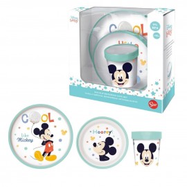 Set pappa Mickey Mouse Disney Microonde Gift Box Piatto Ciotola Bicchiere Topolino Baby idea Regalo