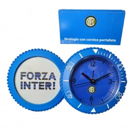 Orologio da Tavolo con Portafoto FC.INTRE - Prodotto Ufficiale 18x10cm, Idea Regalo Neroazzurro