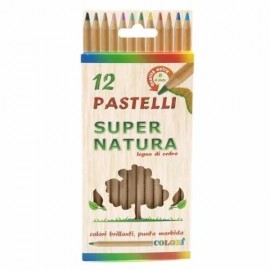 SCATOLA DA 12 MATITE COLORATE DI LEGNO NATURA  – PASTELLI COLORATI CON MINA RESISTENTE