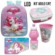 Set Scuola Asilo 5 pz-Unicorno Disney School Pack Completo Zaino 3D con led-Borraccia Bicchiere Portamerenda Tovaglietta