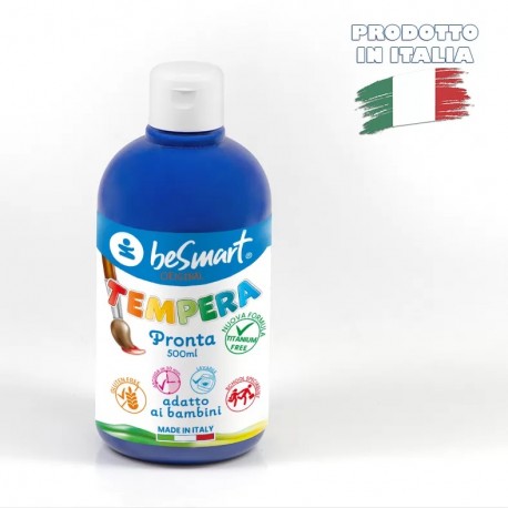 TEMPERA PRONTA 500ml MADE IN ITALY COLORE BLU LAVABILE PER SCUOLA E TEMPO LIBERO BAMBINI