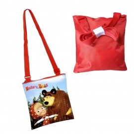 Borsa Passeggio Masha e Orso con Tracolla Regolabile 18x20cm Borsetta  idea regalo Bambina