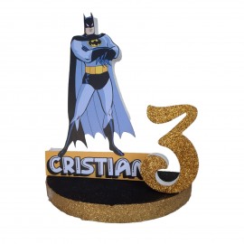 Sagoma Polistirolo Batman con Nome e Numero del Festeggiato - Centro Tavola per Compleanno - Altezza 25/30 cm
