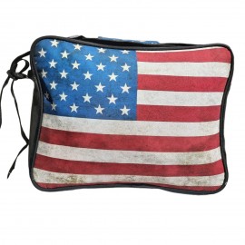 Borsa Postina bandiera americana 35x28 con tracolla effetto invecchiato