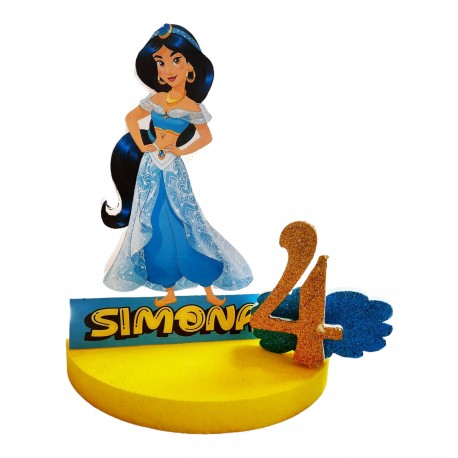 Sagoma Polistirolo con Nome e Numero Principessa Jasmine Disney per feste Compleanno Nascita Battesimo