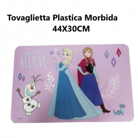 TOVAGLIETTA ALL'AMERICANA DISNEY PRINCIPESSE IN PLASTICA MORBIDA ANTISCIVOLO RIPIEGABILE LAVABILE DA COLAZIONE PRANZO CM.44X30