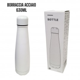 BOTTIGLIA BORRACCIA IN ACCIAIO INOX 630 ML TINTA UNITA ROSSO SCUOLA UFFICIO TEMPO LIBERO UOMO DONNA BAMBINI