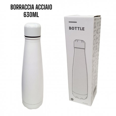 BOTTIGLIA BORRACCIA IN ACCIAIO INOX 630 ML TINTA UNITA ROSSO SCUOLA UFFICIO TEMPO LIBERO