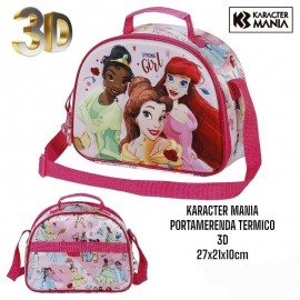 Cestino Termico Principesse Disney 3D Borsa Zaino con tracolla Asilo Materno Bambina 27x21x10cm