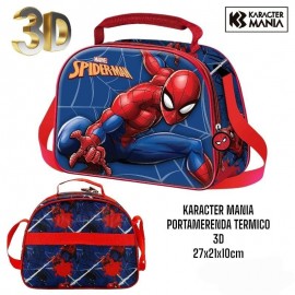 Cestino Scuola Termico Spiderman Marvel3D Borsa Zaino con tracolla Asilo Materno Bambino 27x21x10cm