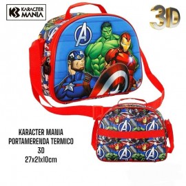 Cestino Scuola Termico Avengers Marvel 3D Borsa Zaino con tracolla Asilo Materno Bambino 27x21x10cm