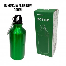 Borraccia Bottiglia Termica Alluminio 400 ML con moschettone Scuola Sport Allenamento Bevande