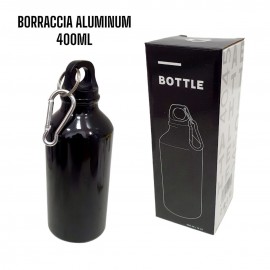 Borraccia Bottiglia Termica Alluminio 400 ML con moschettone  Scuola Sport Allenamento Bevande