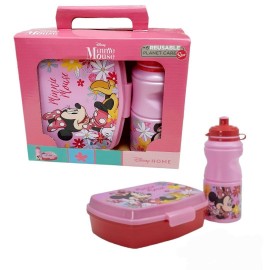 Set Borraccia da 400 ml e Sandwich Box Portamerenda per Bambina in plastica Minnie Mouse Disney