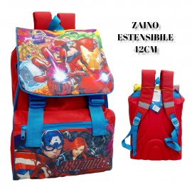 Zaino Avengers Marvel Iron Man Capitan America Hulk Thor Estensibile Scuola Elementare. 40X29X27cm