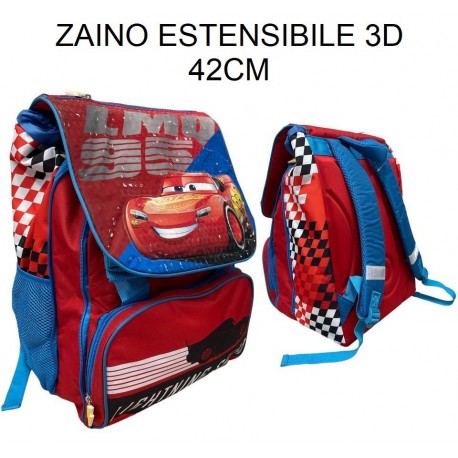 ZAINO CARS DISNEY PIXAR SAETTA MCQUEEN ESTENSIBILE SCUOLA ELEMENTARE BAMBINO CM. 40X29X27