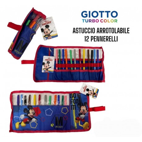  Astuccio Scuola Roll Con 12 Pastelli Giotto Disney Mickey Tombolino Portacolori Scuola e Tempo Libero free time boy&girl