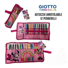 Astuccio Scuola Roll Con 12 Pastelli Giotto Disney Minnie Tombolino Portacolori Scuola e Tempo Libero free time Bambina