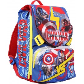 ZAINO AVENGERS MARVEL CAPITAN AMERICA CIVIL WAR SDOPPIABILE ESTENSIBILE SCUOLA ELEMENTARE BAMBINO