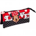 Astuccio Bustina Minnie Love con 2 Zip e 3 Scomparti - PortaColori per Scuola e Tempo Libero - 21x12x10 cm