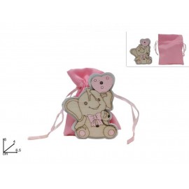 Sacchetto Porta Confetti nascita e battesimo celeste con elefante