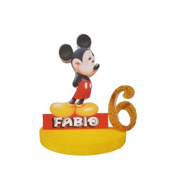 Sagoma Polistirolo con Nome e Numero Topolino Mickey per feste Compleanno Nascita Battesimo