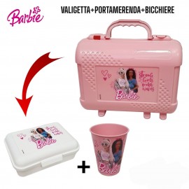 SET PORTAPRANZO BARBIE VALIGETTA PORTA MERENDA + BICCHIERE  SCUOLA E TEMPO LIBERO BAMBINA