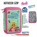 ASTUCCIO SCUOLA BARBIE 45 pz- MULTISCOMPARTO 3 ZIP PORTACOLORI PENNARELLI GIOTTO BAMBINA