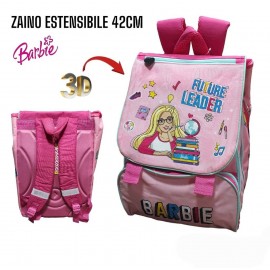 Zaino Scuola Estensibile Barbie Rosa Scuola Elementare Bambina Cm 40X29X27