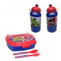 SET BORRACCIA PLASTICA CON PORTAMERENDA CON POSATE AVENGERS MARVEL IDEA REGALO E SCUOLA BAMBINO