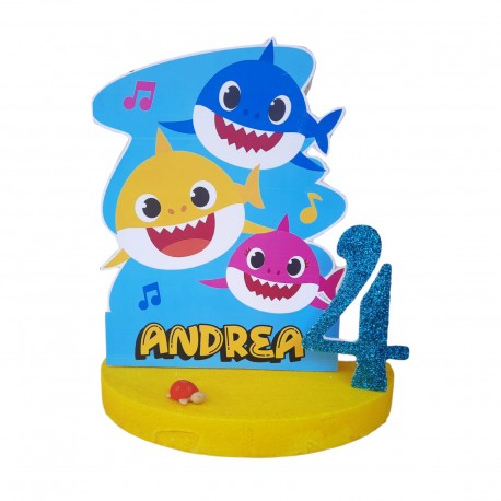 Sagoma Polistirolo con Nome e Numero Baby Shark per feste Compleanno Nascita Battesimo