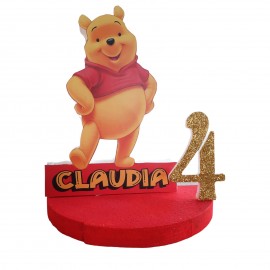 Sagoma Polistirolo con Nome e Numero Winnie The Pooh per feste Compleanno Nascita Battesimo