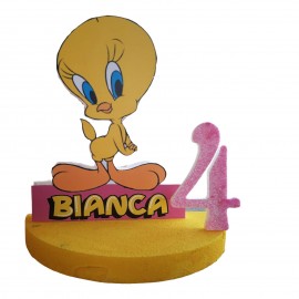 Sagoma Polistirolo con Nome e Numero Tweety per feste Compleanno Nascita Battesimo