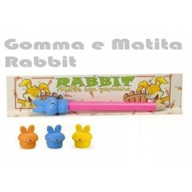 -MATITA CON GOMMA CONIGLIETTO REGALINI FESTA GADGET COMPLEANNO PARTY BAMBINI