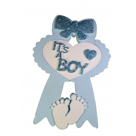 Coccarda Polistirolo Nascita it's a Boy Decorazione Festa Eventi 40x29x6cm