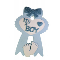 Coccarda Polistirolo Nascita it's a Boy con Fiocco e Piedini Decorazione Festa Eventi 40x29x6cm