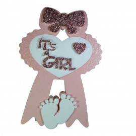 Coccarda Polistirolo Nascita it's a Girl Decorazione Festa Eventi 40x29x6cm