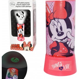 Lampada cilindrica da Tavolo Disney Minnie Mouse con proiettore led 20cm Luce Notturna Idea Regalo Bambin