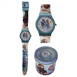 Orologio Analogico in scatola di latta Disney Frozen Anna Elsa Idea regalo Bambina
