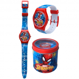 Orologio-analogico Spiderman Marvel-da-polso-in-scatola-di-latta-idea-regalo
