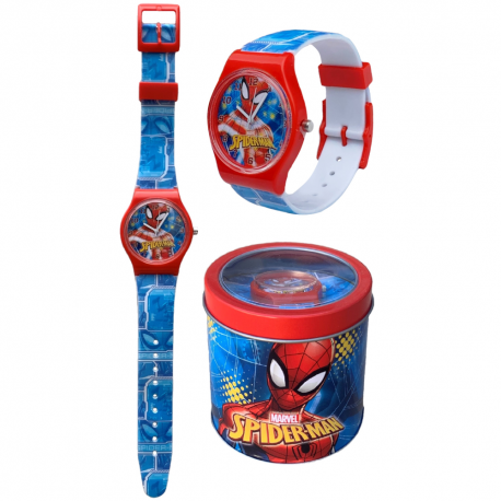 OROLOGIO SPIDERMAN UOMO RAGNO MARVEL DA POLSO ANALOGICO IN SCATOLA DI LATTA