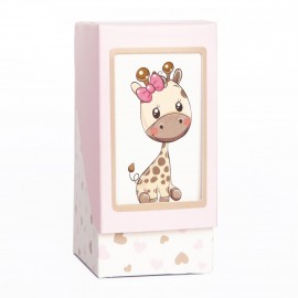 Scatoline Porta Confetti con Giraffa Rosa Scatola Fai Da Te  4X4X8.5 Conf. 20pz  Nascita Battesimo