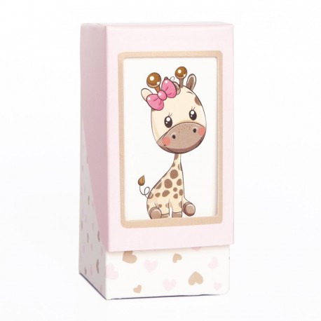 Scatoline Porta Confetti con Giraffa Rosa Scatola Fai Da Te 4X4X8.5 Conf. 20pz Nascita Battesimo