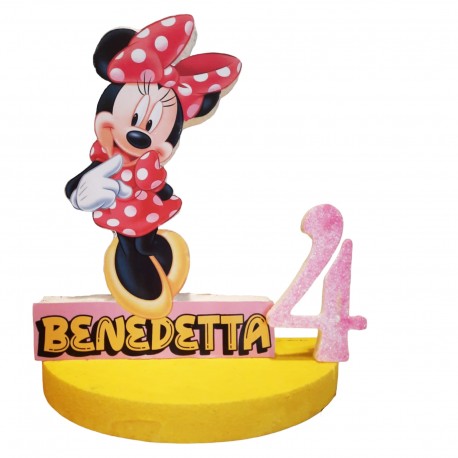  Sagoma Polistirolo Personalizzata Minnie Mouse Disney con Nome e Numero della Festeggiata - Decorazioni per Feste