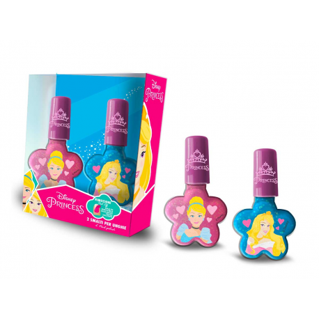 Smalto colorato Principesse Disney 2 smalti per unghie staccabili a forma di Fiore.Idea regalo Bambina